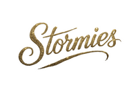 Can you make it look professional in black cursive spelling saying “Stormies” with silver glitter 